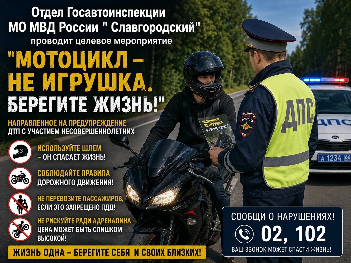 «Мотоцикл — не игрушка. Берегите жизнь!».