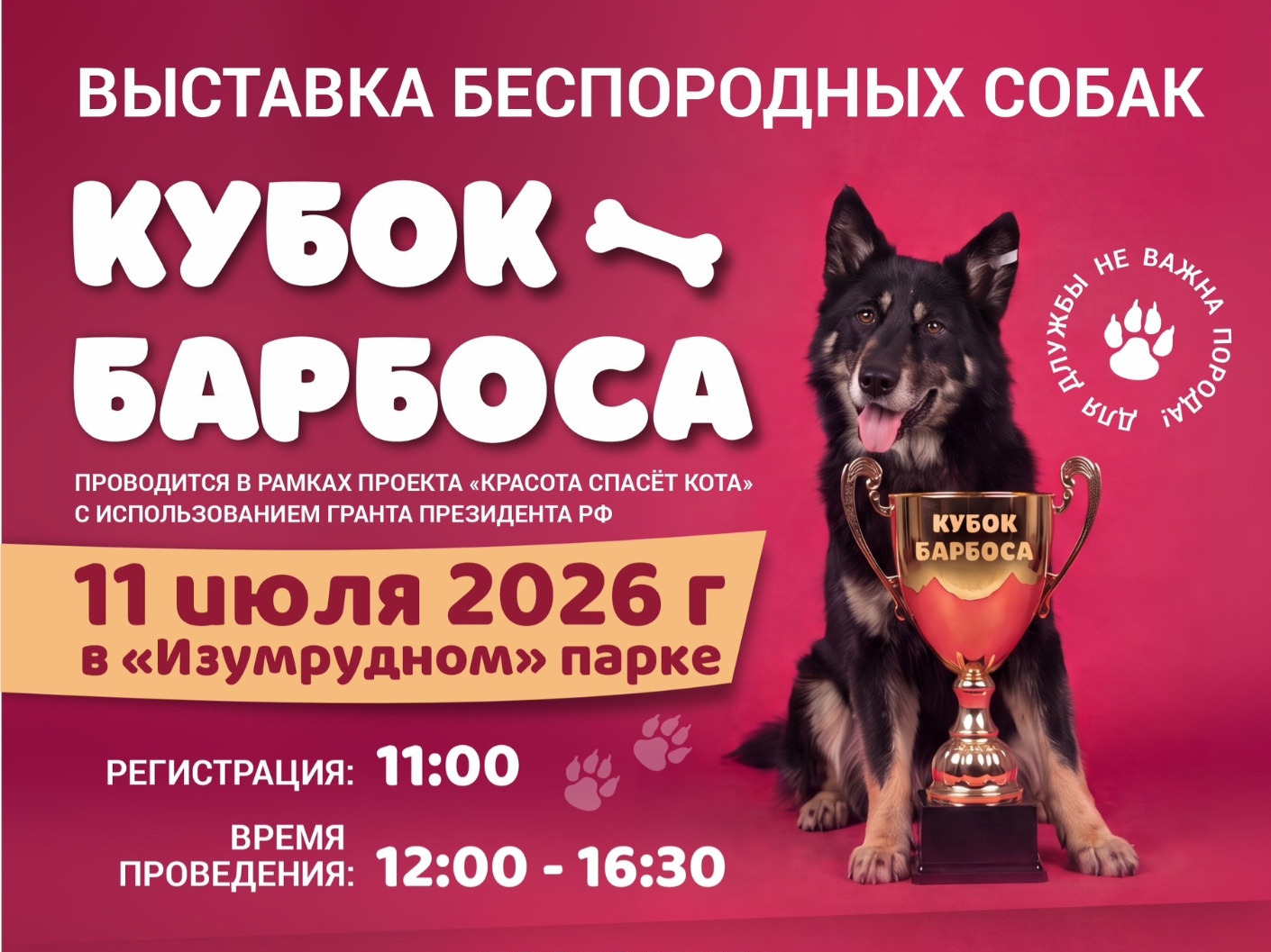 Беспородных собак покажут на ринге в парке Изумрудный!.